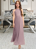 Jazlyn A-Line Scoop Neck Floor-Length Chiffon Junior Bridesmaid Dress With Cascading Ruffles STKP0013492