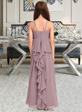 Jazlyn A-Line Scoop Neck Floor-Length Chiffon Junior Bridesmaid Dress With Cascading Ruffles STKP0013492