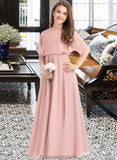 Yareli A-Line Scoop Neck Floor-Length Chiffon Junior Bridesmaid Dress STKP0013493