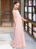 Hilary A-LineScoopNeckFloor-LengthChiffonLaceJuniorBridesmaidDress#81155 STKP0013502