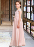 Hilary A-LineScoopNeckFloor-LengthChiffonLaceJuniorBridesmaidDress#81155 STKP0013502