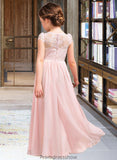 Hilary A-LineScoopNeckFloor-LengthChiffonLaceJuniorBridesmaidDress#81155 STKP0013502