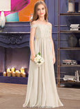 Jean A-Line Off-the-Shoulder Floor-Length Chiffon Lace Junior Bridesmaid Dress STKP0013514