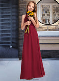 Esther A-Line Scoop Neck Floor-Length Chiffon Junior Bridesmaid Dress STKP0013519