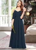 Jaden A-Line Off-the-Shoulder Floor-Length Chiffon Junior Bridesmaid Dress With Ruffle STKP0013524