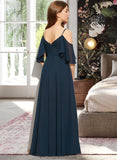 Jaden A-Line Off-the-Shoulder Floor-Length Chiffon Junior Bridesmaid Dress With Ruffle STKP0013524