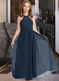 Eileen A-LineScoopNeckFloor-LengthChiffonLaceJuniorBridesmaidDress#234030 STKP0013538