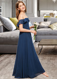 Chaya A-Line Off-the-Shoulder Floor-Length Chiffon Junior Bridesmaid Dress STKP0013551