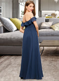 Chaya A-Line Off-the-Shoulder Floor-Length Chiffon Junior Bridesmaid Dress STKP0013551