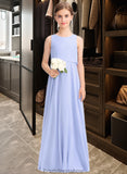 Adrienne A-Line Scoop Neck Floor-Length Chiffon Junior Bridesmaid Dress STKP0013558