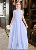 Adrienne A-Line Scoop Neck Floor-Length Chiffon Junior Bridesmaid Dress STKP0013558