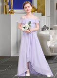 Chasity A-Line Off-the-Shoulder Asymmetrical Chiffon Junior Bridesmaid Dress With Cascading Ruffles STKP0013566