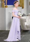 Chasity A-Line Off-the-Shoulder Asymmetrical Chiffon Junior Bridesmaid Dress With Cascading Ruffles STKP0013566