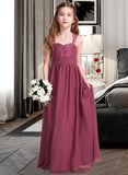 Charity A-Line Sweetheart Floor-Length Chiffon Junior Bridesmaid Dress With Ruffle STKP0013568