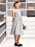 Madelynn A-Line One-Shoulder Knee-Length Chiffon Lace Junior Bridesmaid Dress STKP0013571