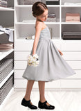 Madelynn A-Line One-Shoulder Knee-Length Chiffon Lace Junior Bridesmaid Dress STKP0013571