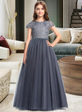 Selena Ball-Gown/Princess Scoop Neck Floor-Length Tulle Lace Junior Bridesmaid Dress STKP0013578