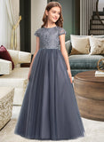 Selena Ball-Gown/Princess Scoop Neck Floor-Length Tulle Lace Junior Bridesmaid Dress STKP0013578