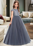 Selena Ball-Gown/Princess Scoop Neck Floor-Length Tulle Lace Junior Bridesmaid Dress STKP0013578