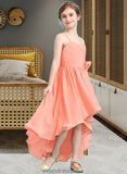 Rory A-Line Sweetheart Asymmetrical Chiffon Junior Bridesmaid Dress With Ruffle Flower(s) STKP0013587