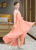 Rory A-Line Sweetheart Asymmetrical Chiffon Junior Bridesmaid Dress With Ruffle Flower(s) STKP0013587