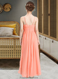 Rory A-Line Sweetheart Asymmetrical Chiffon Junior Bridesmaid Dress With Ruffle Flower(s) STKP0013587