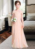 Alaina A-Line One-Shoulder Floor-Length Chiffon Junior Bridesmaid Dress With Ruffle STKP0013594