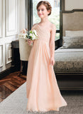 Alaina A-Line One-Shoulder Floor-Length Chiffon Junior Bridesmaid Dress With Ruffle STKP0013594