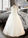 Ryan Ball-Gown/PrincessScoopNeckFloor-LengthTulleJuniorBridesmaidDressWithSashBeading#136423 STKP0013615