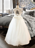 Ryan Ball-Gown/PrincessScoopNeckFloor-LengthTulleJuniorBridesmaidDressWithSashBeading#136423 STKP0013615