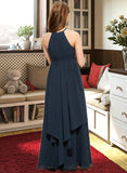 Joan A-Line Scoop Neck Floor-Length Chiffon Junior Bridesmaid Dress With Cascading Ruffles STKP0013622