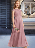 Haven A-Line Scoop Neck Floor-Length Chiffon Lace Junior Bridesmaid Dress STKP0013624