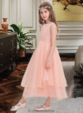 Moira A-Line Scoop Neck Ankle-Length Organza Junior Bridesmaid Dress With Beading Sequins STKP0013633