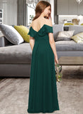 Braelyn A-Line Off-the-Shoulder Floor-Length Chiffon Junior Bridesmaid Dress With Cascading Ruffles STKP0013635