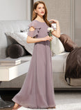 Lucy A-Line Scoop Neck Floor-Length Chiffon Junior Bridesmaid Dress With Cascading Ruffles STKP0013649