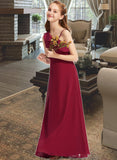 Anabel A-Line One-Shoulder Floor-Length Chiffon Junior Bridesmaid Dress With Ruffles STKP0013650