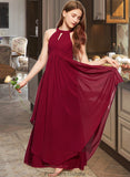 Alyssa A-Line Scoop Neck Floor-Length Chiffon Junior Bridesmaid Dress With Ruffle STKP0013654