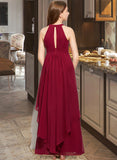 Alyssa A-Line Scoop Neck Floor-Length Chiffon Junior Bridesmaid Dress With Ruffle STKP0013654