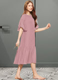 Cassie A-Line Scoop Neck Knee-Length Chiffon Junior Bridesmaid Dress With Cascading Ruffles STKP0013656