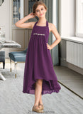 Lilianna Empire Halter Asymmetrical Chiffon Junior Bridesmaid Dress With Beading Bow(s) STKP0013663