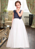 Kristen A-Line Sweetheart Floor-Length Chiffon Tulle Junior Bridesmaid Dress With Ruffle Flower(s) STKP0013665