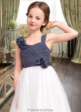 Kristen A-Line Sweetheart Floor-Length Chiffon Tulle Junior Bridesmaid Dress With Ruffle Flower(s) STKP0013665