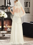 Lauryn A-Line V-neck Sweep Train Chiffon Lace Wedding Dress With Lace STKP0013677