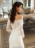 Aria Trumpet/Mermaid Off-the-Shoulder Court Train Wedding Dress With Lace STKP0013680