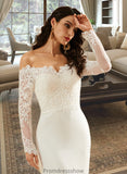 Aria Trumpet/Mermaid Off-the-Shoulder Court Train Wedding Dress With Lace STKP0013680