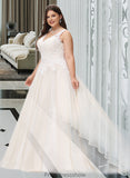 Vivien Ball-Gown/Princess V-neck Court Train Tulle Wedding Dress STKP0013682