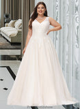 Vivien Ball-Gown/Princess V-neck Court Train Tulle Wedding Dress STKP0013682