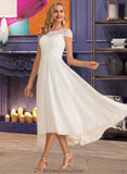 Erin A-Line Scoop Neck Asymmetrical Chiffon Wedding Dress STKP0013683