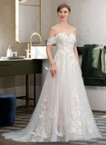 Renee Ball-Gown/Princess Sweetheart Sweep Train Tulle Wedding Dress STKP0013685