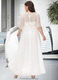 Lexie A-Line Scoop Neck Asymmetrical Chiffon Wedding Dress With Beading Sequins STKP0013686